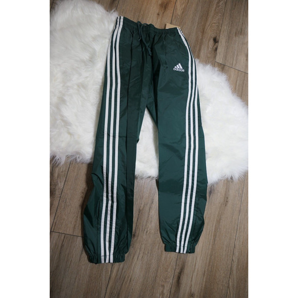 NWT Rare Adidas Vintage Nylon Forest Green Track Pants Youth Medium YM - Picture 7 of 11